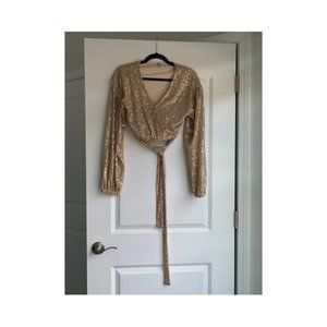 Princess Polly Gold Glitter Top